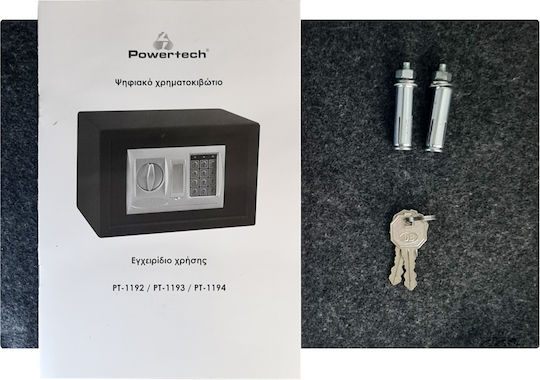 Powertech Tresor mit digitalem Schloss Abmessungen H31xB20xH20cm mit Gewicht 6.5kg PT-1192