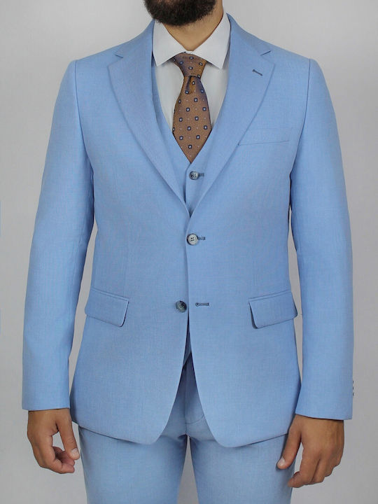 La Pupa Men's Summer Suit with Vest Blue