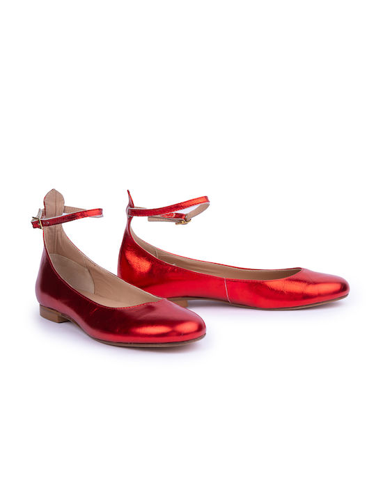 Chevalier Damen Ballerinas mit Riemen in Rot Farbe