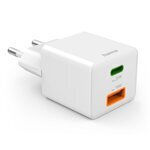 HAMA Зарядно Устройство Без Кабел с USB-A И USB-C Изход 20W Power Delivery Бял (00201991)