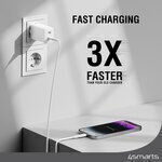 4Smarts Ladegerät ohne Kabel GaN mit 2 USB-C Anschlüsse 45W Stromlieferung Weißs