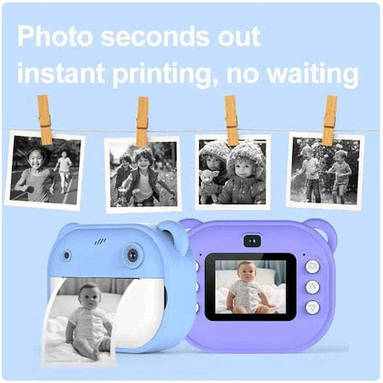 Portable mini printer Детски Фотоапарат с Термален Печат Син