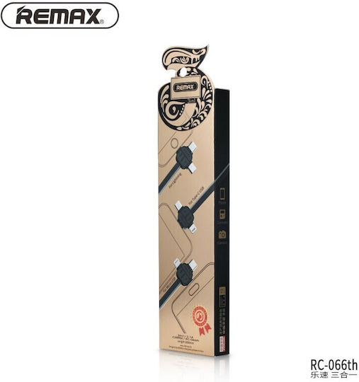 Remax Flat USB to Lightning / Type-C / micro USB Cable Λευκό 1m
