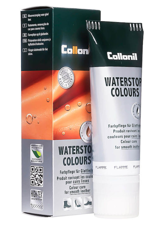 Crema pentru îngrijirea pantofilor Collonil Waterstop Colours cu ulei de migdale 75 ml, nuanța Flamme