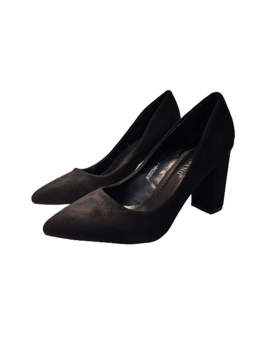 Women's black suede heels