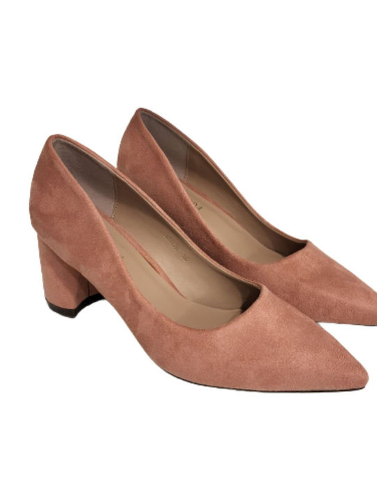 Women's pink suede high heels