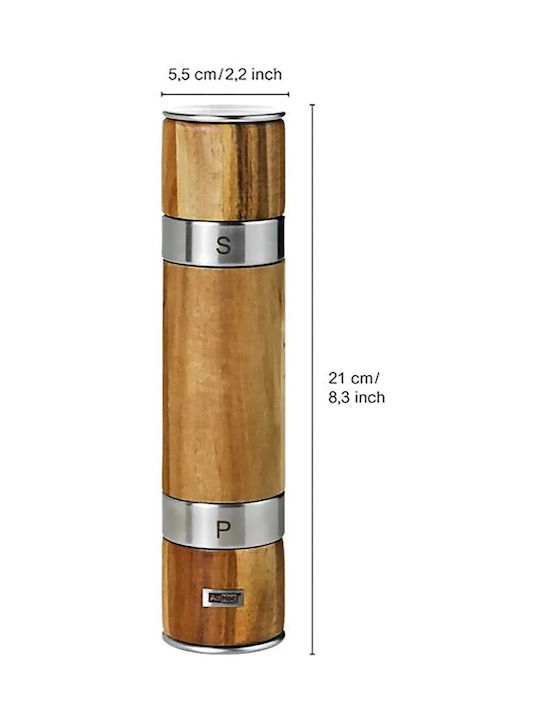 Ad Hoc Duomill Manual Pepper Mill Wooden in Brown Color 21cm