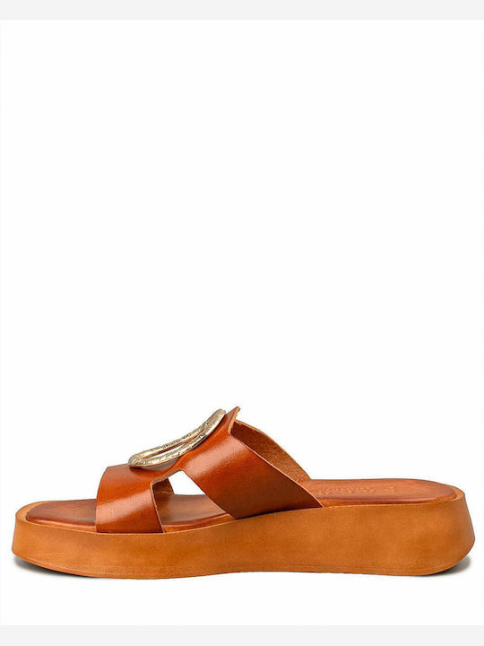 Flache Sandalen für Damen Flatforms in Tabac Braun Farbe
