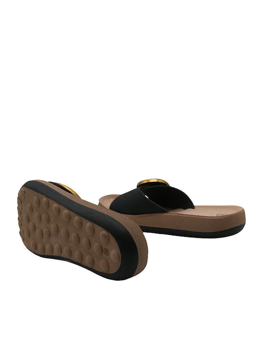 Leather Women's Flat Sandals Black