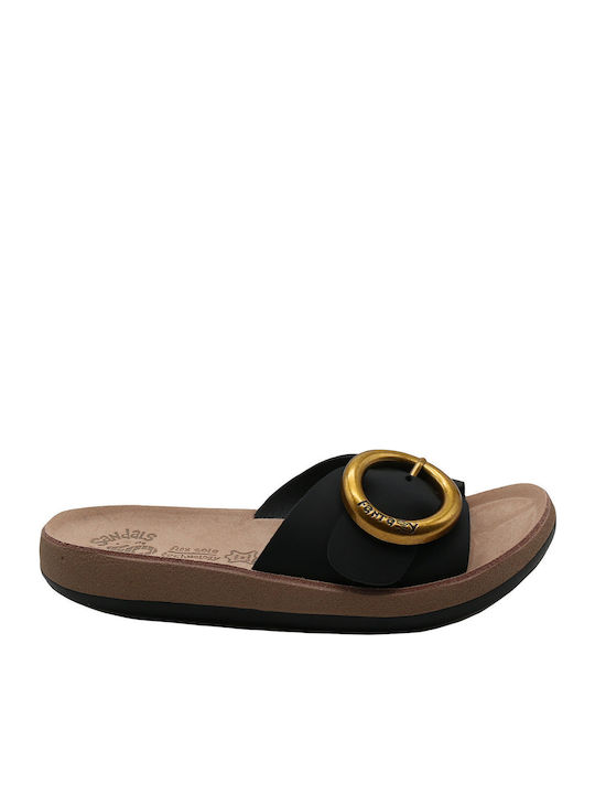 Leather Women's Flat Sandals Black