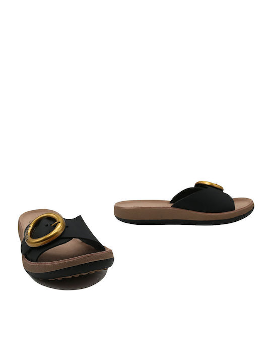 Leather Women's Flat Sandals Black