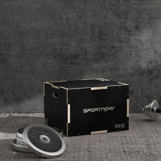 Sportnow Plyometric Jump Box 3 Ύψη Αντιολισθητικό Ξύλο 61-51-41cm Μαύρο