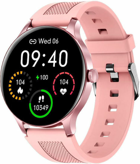 Aoke NY20 Smartwatch (Ροζ - Χρυσή κάσα / Μαύρο λουρί σιλικόνης)