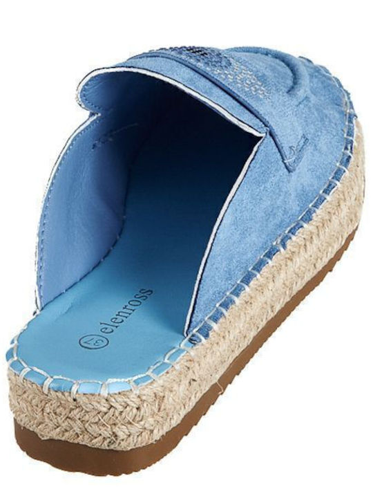 Flat Suede Mules σε Μπλε Χρώμα