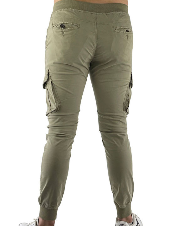 Dsplay Men's Trousers Cargo Elastic Khaki