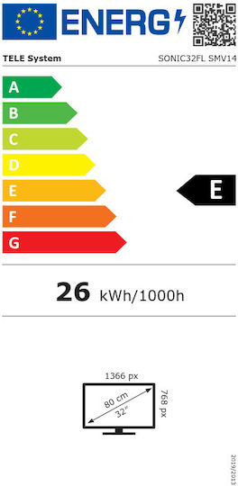 Telesystem Smart Τηλεόραση 32" HD Ready LED SONIC32FL SMV14 HDR (2024)