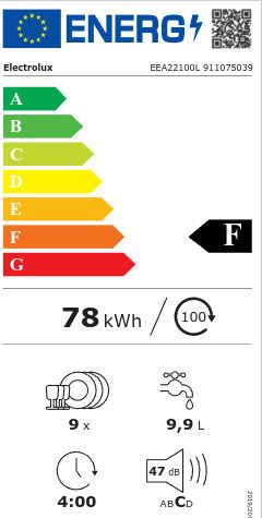 Electrolux Vollintegrierter Geschirrspüler für 9 Gedecke B45xH82cm