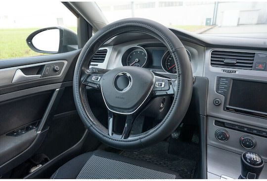 Lampa Car Steering Wheel Cover with Diameter 37cm Leather Black with Black Stitching