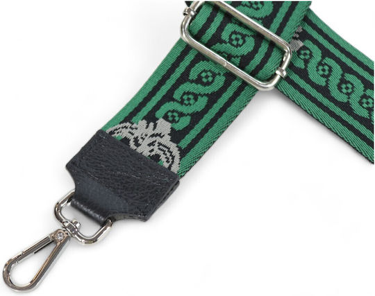 Verstellbare Tragetasche aus Strickmaterial mit Lederelementen in Schwarz