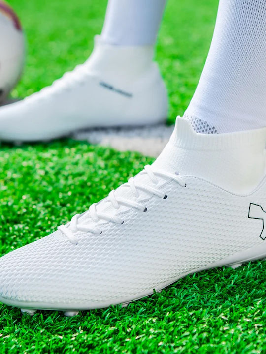 FG Ψηλά Ποδοσφαιρικά Παπούτσια με Τάπες Λευκά