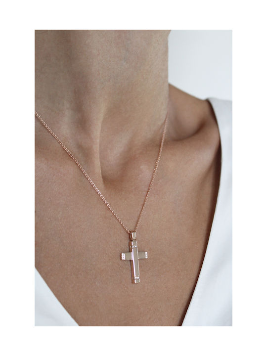 Kritsimis Women's Rose Gold Plated Cross with Chain