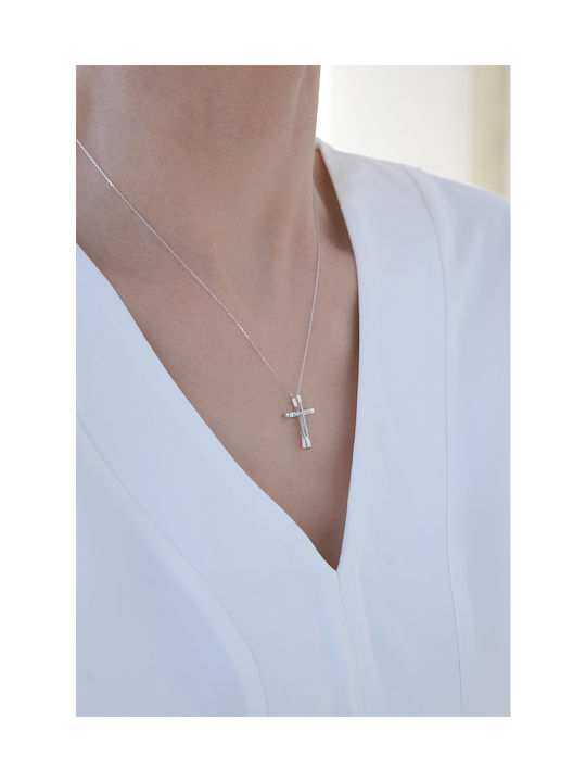 Kritsimis Damen Weißgold Kreuz 18K mit Kette