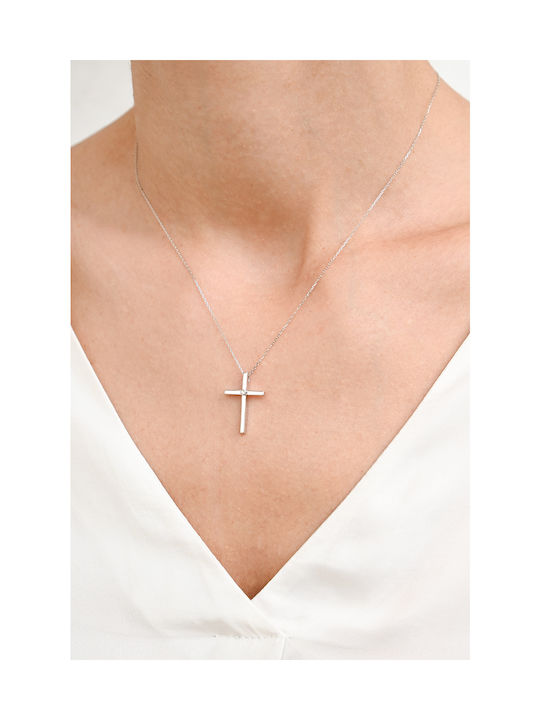 Kritsimis White Gold Cross 14K with Chain