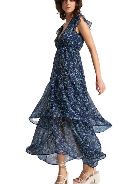 Ale - The Non Usual Casual Maxi Dress with Ruffle Blue