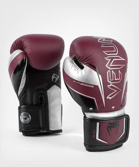 Venum Elite Evo Boxing Gloves Burgundy Silver