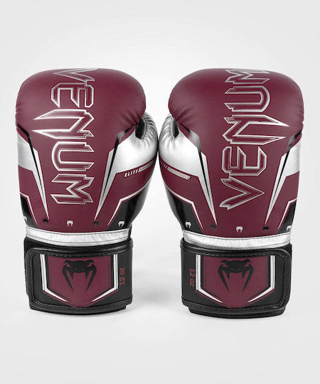 Venum Elite Evo Boxhandschuhe Burgund Silber