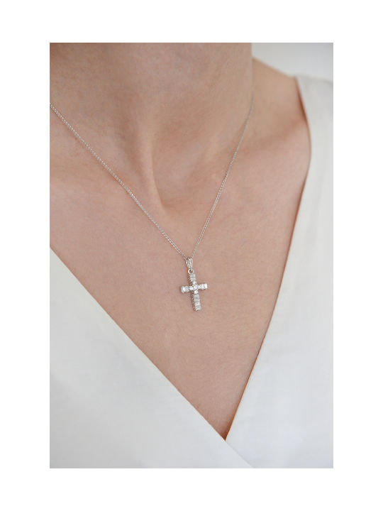 Kritsimis Damen Weißgold Kreuz 14K mit Kette