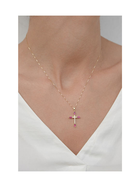 Kritsimis Gold Kreuz 14K mit Kette