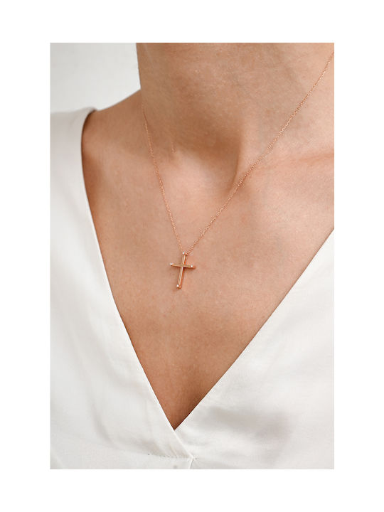 Kritsimis Rose Gold Plated Cross with Chain