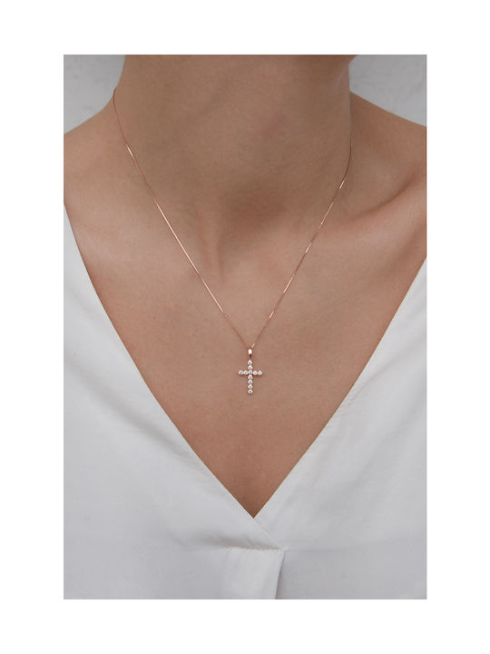 Kritsimis Rose Gold Plated Cross with Chain