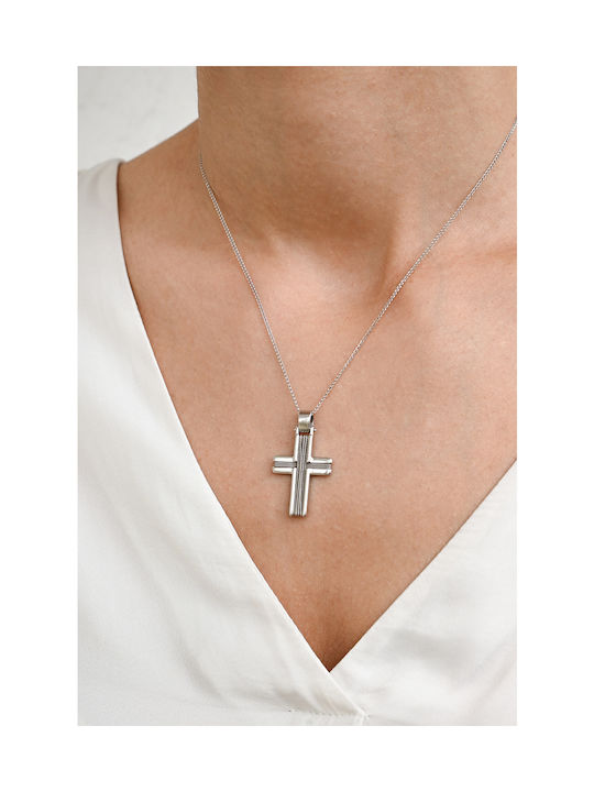 Kritsimis Weißgold Kreuz 14K mit Kette