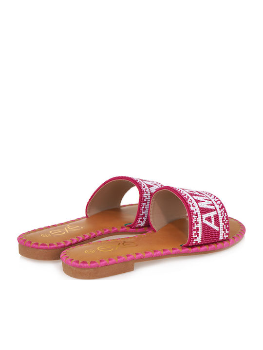 Women's Flat Sandals in Fuchsia Color