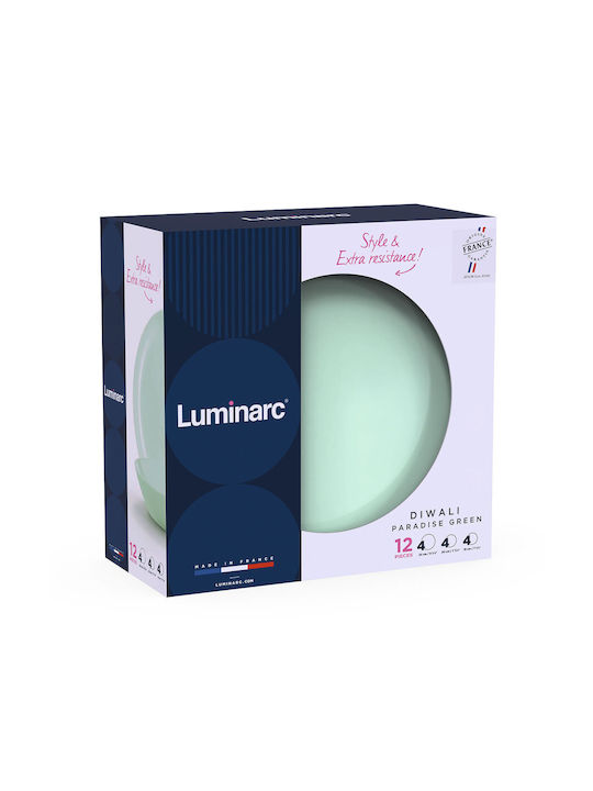 Luminarc Diwali Σερβίτσιο Πιάτων από Πορσελάνη Πράσινο 12τμχ 0883314976144