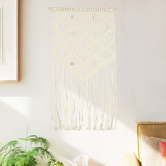vidaXL Macrame Hängendes Wanddekoration Handgefertigt aus Stoff 80x40cm