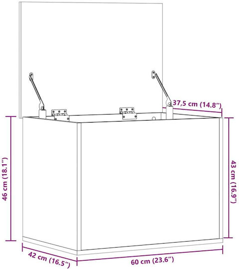 vidaXL sonoma Wooden Storage Box with Lid Gray 60x42x46cm 1pcs
