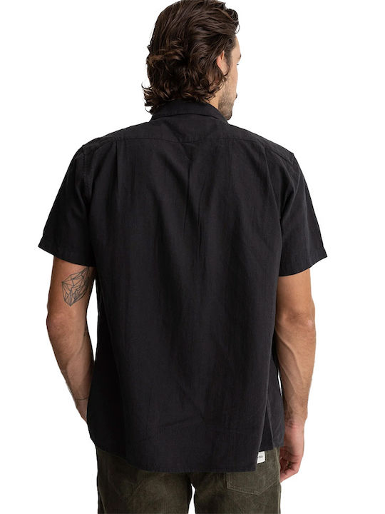 Rhythm Men's Shirt Short Sleeve Linen Black