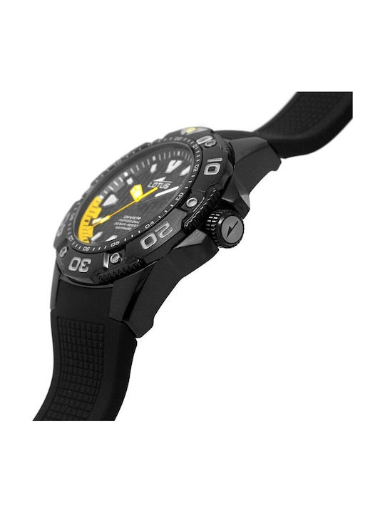 Lotus Watches Ανδρικό Ρολόι 45mm Μπαταρίας με Μαύρο Μεταλλικό Μπρασελέ