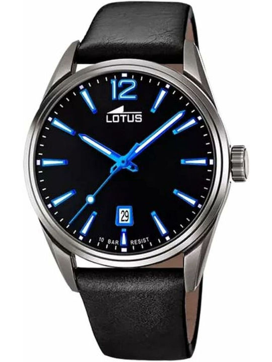 Lotus Watches Ceas Bărbătesc Baterie cu Neagră Curea din Piele