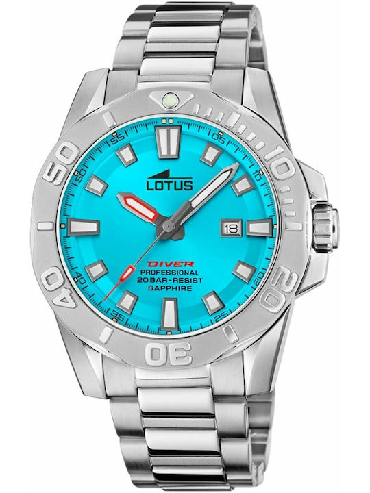 Lotus Watches Ανδρικό Ρολόι Μπαταρίας με Ασημί Ατσάλινο Μπρασελέ