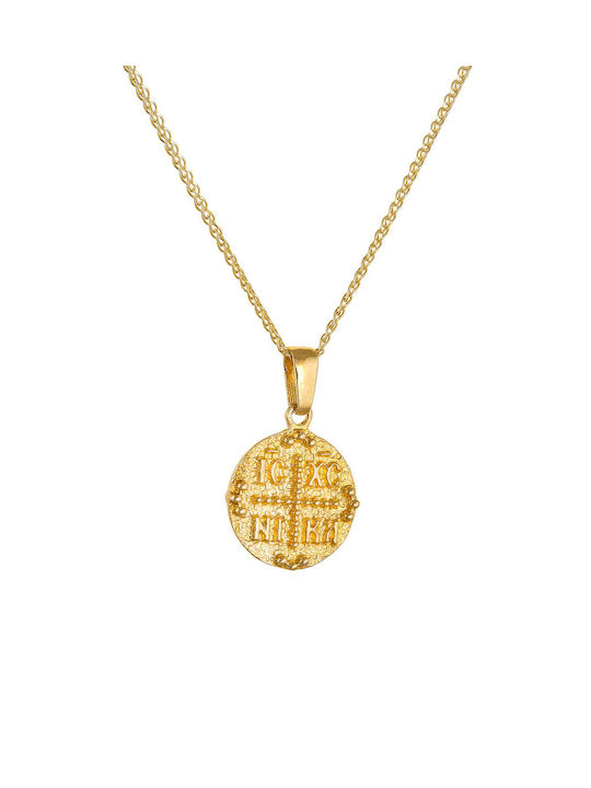 Kritsimis Pendant Kids Talisman Double Sided with Chain Constantine from Gold 9K 32MK5000-2740