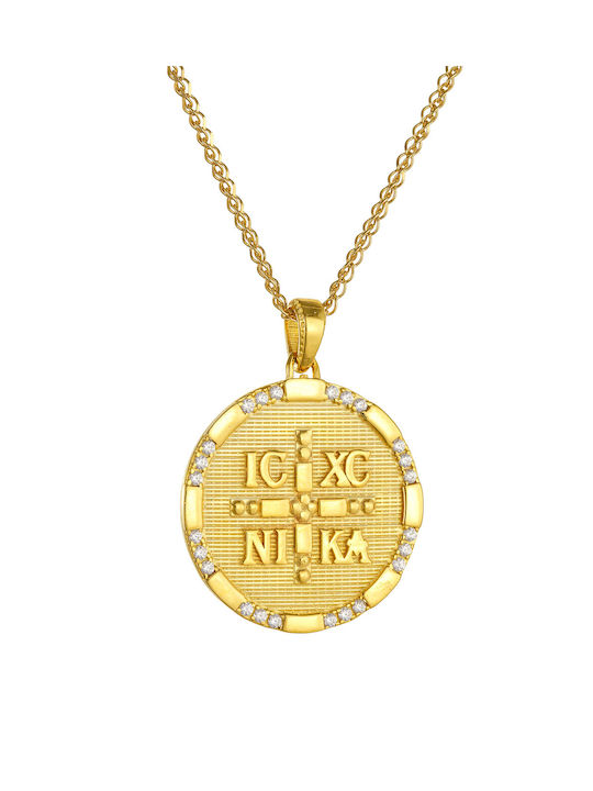 Kritsimis Pendant Kids Talisman Double Sided with Chain Constantine from Gold 14K 52RK6321-2838