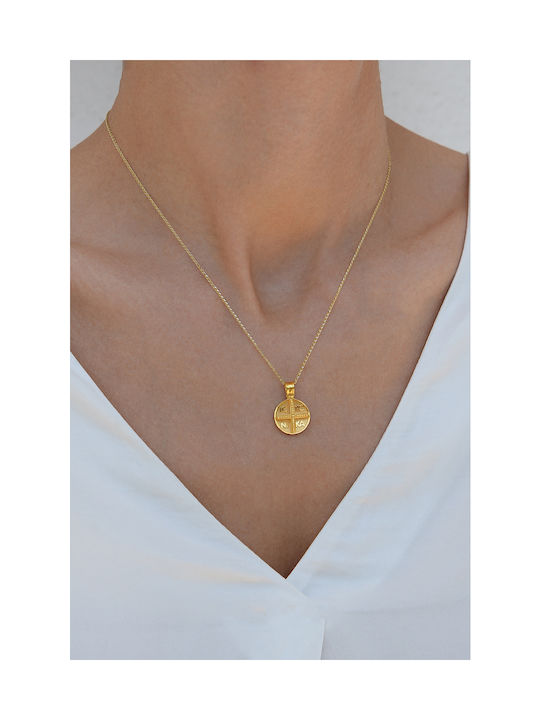 Kritsimis Pendant Kids Talisman Double Sided with Chain Constantine from Gold 14K 52YK5743-2775