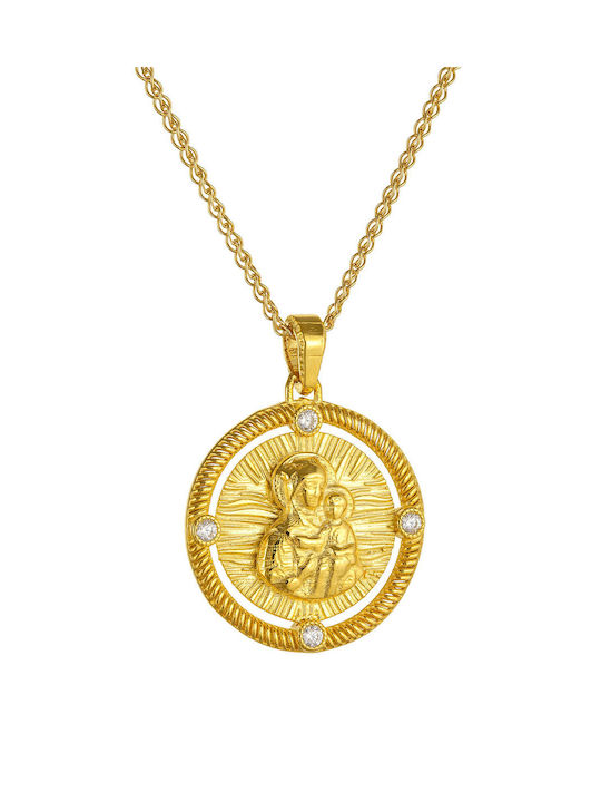 Kritsimis Pendant Kids Talisman Double Sided with Chain Constantine from Gold 14K 52RK6318-2847