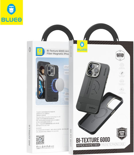 Blueo Armor Aramid Fiber 600d Magnetic Case for Apple iPhone 15 Pro Black