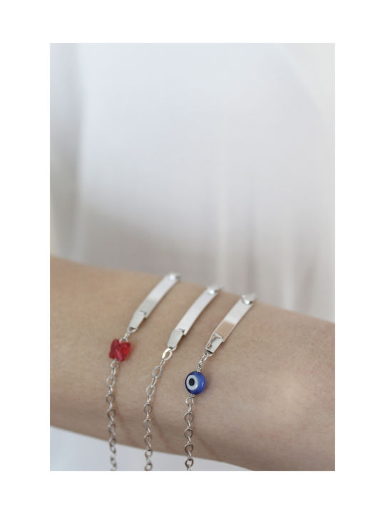 Kritsimis Kids Bracelet ID from White Gold 14K with Evil Eye