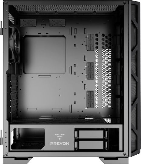 Preyon Nest Meshy Gaming Midi-Turm Computergehäuse mit Seitenfenster Schwarz